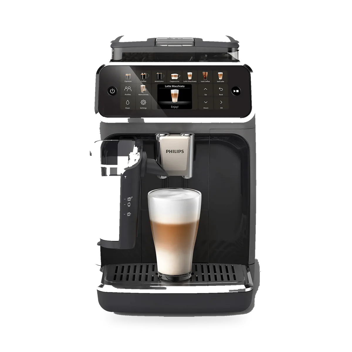 Кофемашина Philips EP5544/50 LatteGo, серая, вид спереди