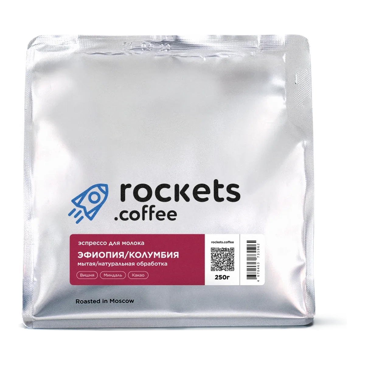 Кофе Бленд Эфиопия и Колумбия от Rockets Coffee, пачка 250 г, зерно