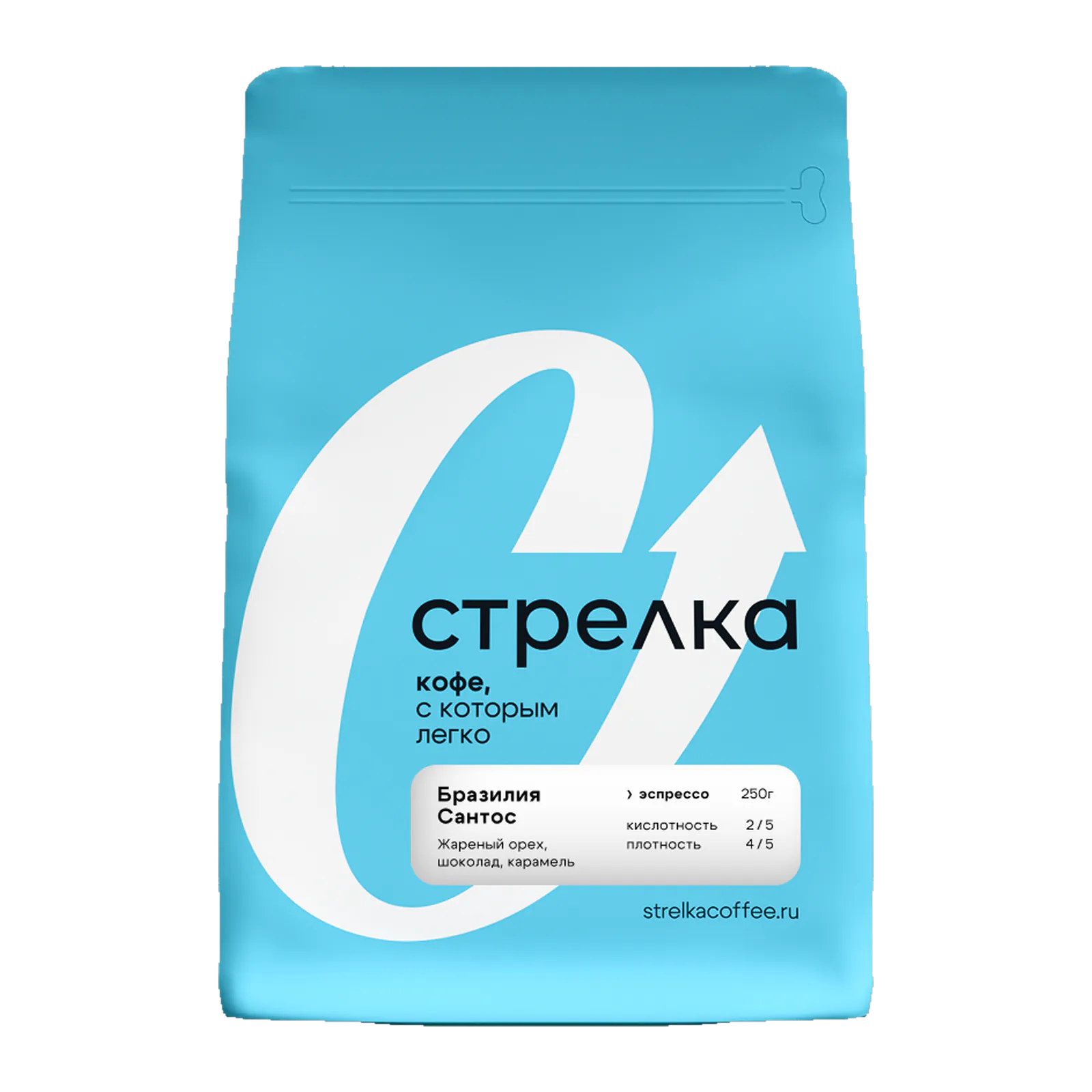 Пачка кофе Бразилия Сантос от обжарщика Стрелка Кофе
