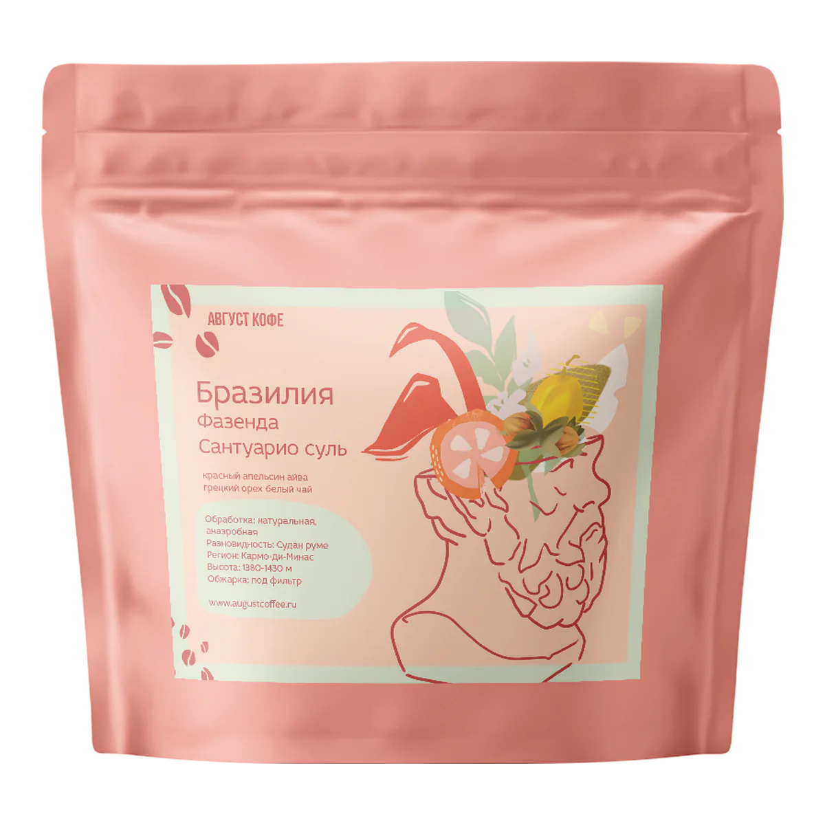 Кофе Бразилия Фазенда Сантуарио Суль от August Coffee, пачка 200 г, зерно