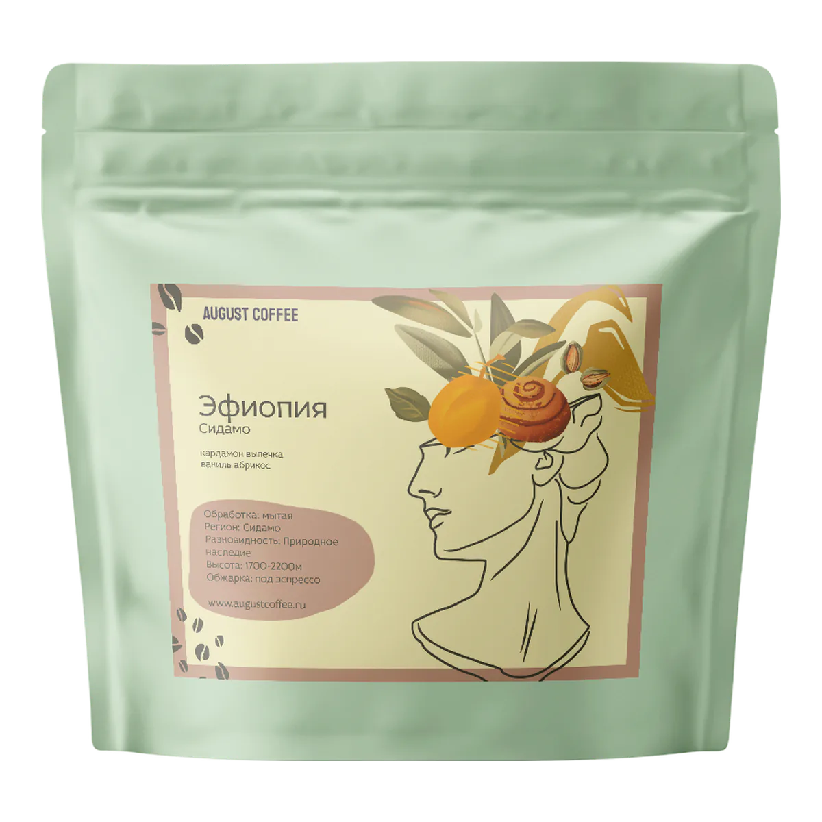 Кофе Эфиопия Сидамо от August Coffee, пачка 200 г, зерно