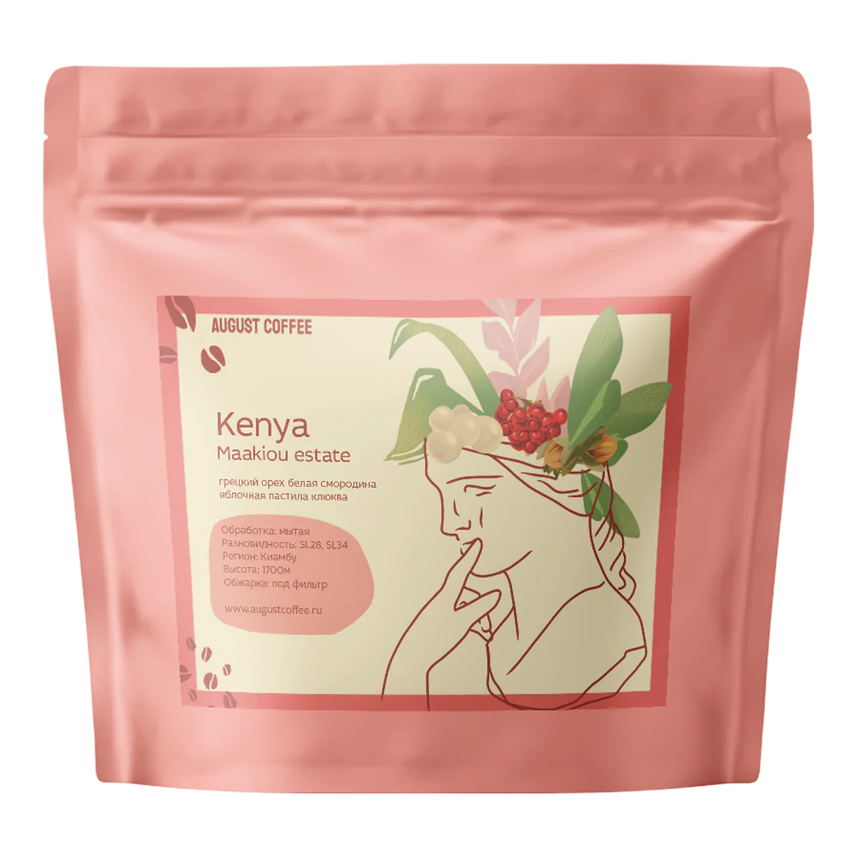 Кофе Кения Маакиу от August Coffee, пачка 200 г, зерно