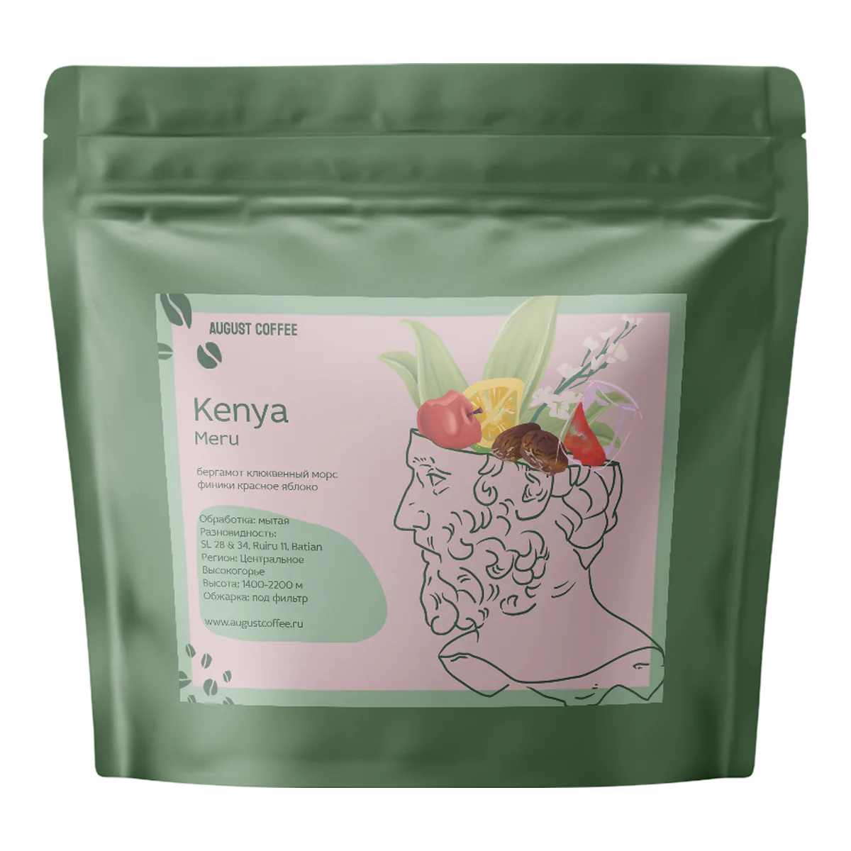 Кофе Кения Меру от August Coffee, пачка 200 г, зерно