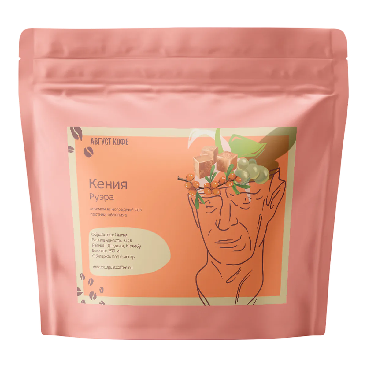 Кофе Кения Руэра от August Coffee, пачка 200 г, зерно