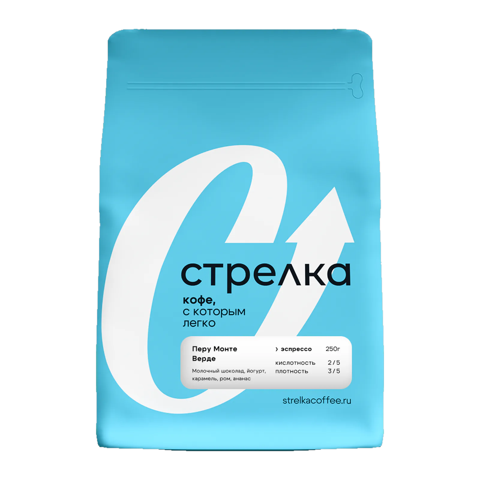 Пачка кофе Перу Монте Верде от обжарщика Стрелка Кофе