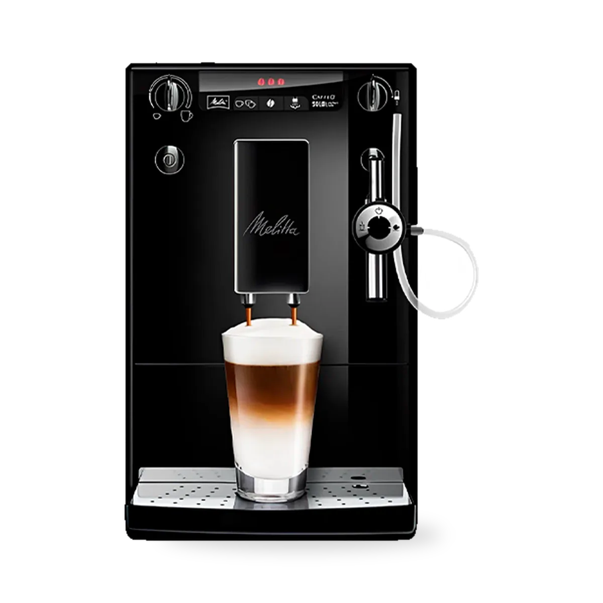 Кофемашина Melitta Caffeo Solo & Perfect Milk Pure Black, матовая чёрная, вид спереди