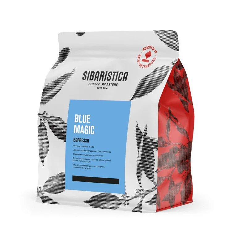 Кофе Sibaristica Blue Magic, пачка 200 г, вид сбоку