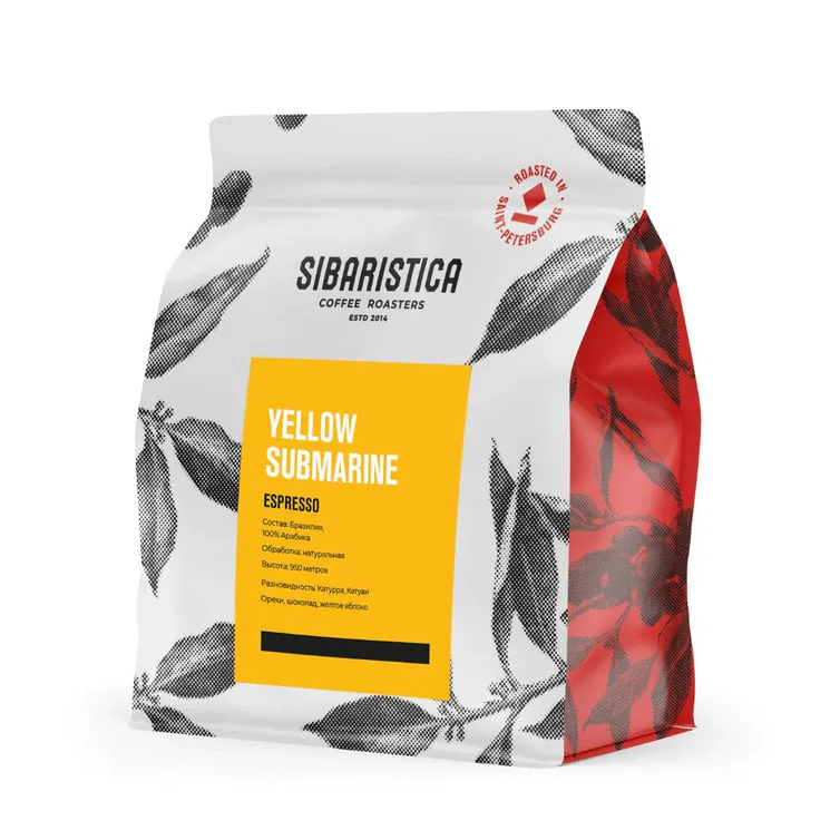 Кофе Sibaristica Yellow Submarine, пачка 200 г, вид сбоку